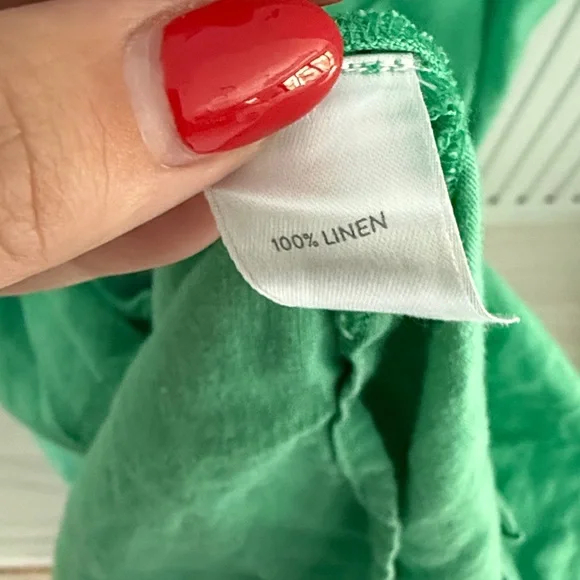 J Jill Love Linen Elegant Green Button-Up Dress Size Large - Picture 8 of 8